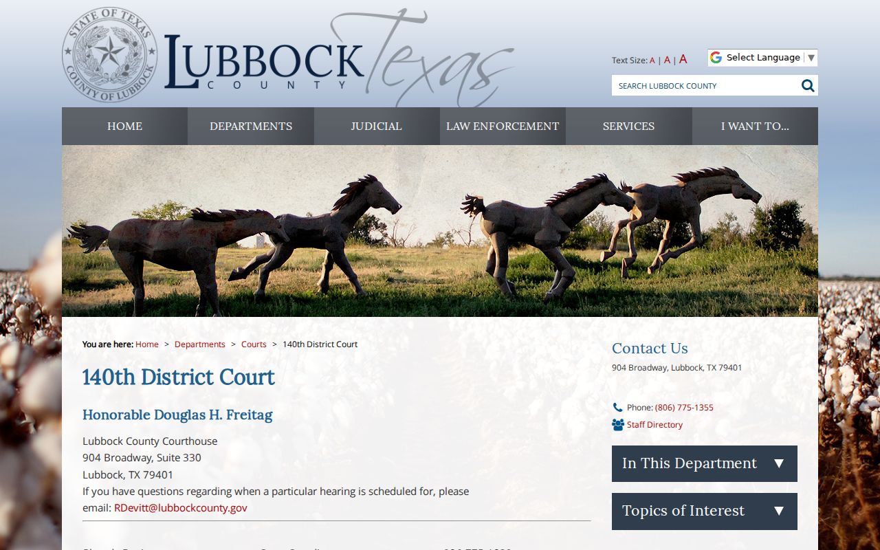 Lubbock County civil docket 140th District Court