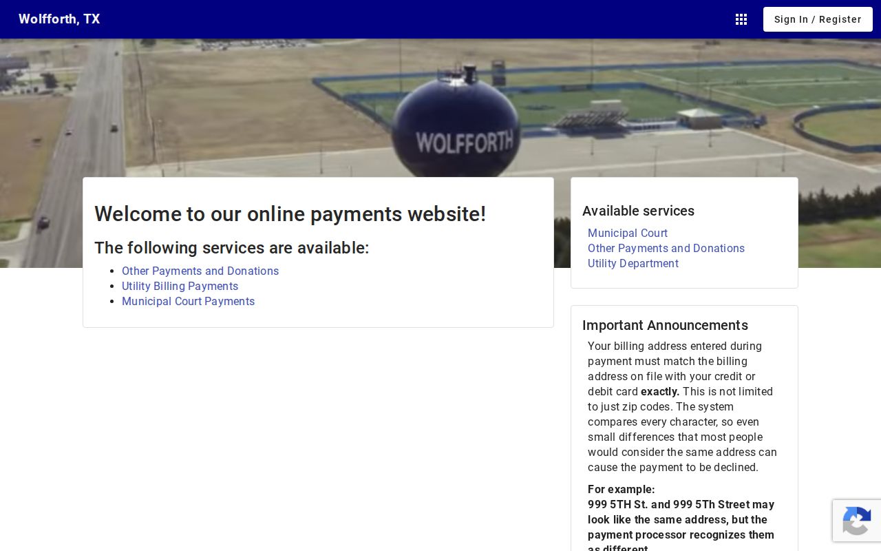 Wolfforth court docket online payment landing